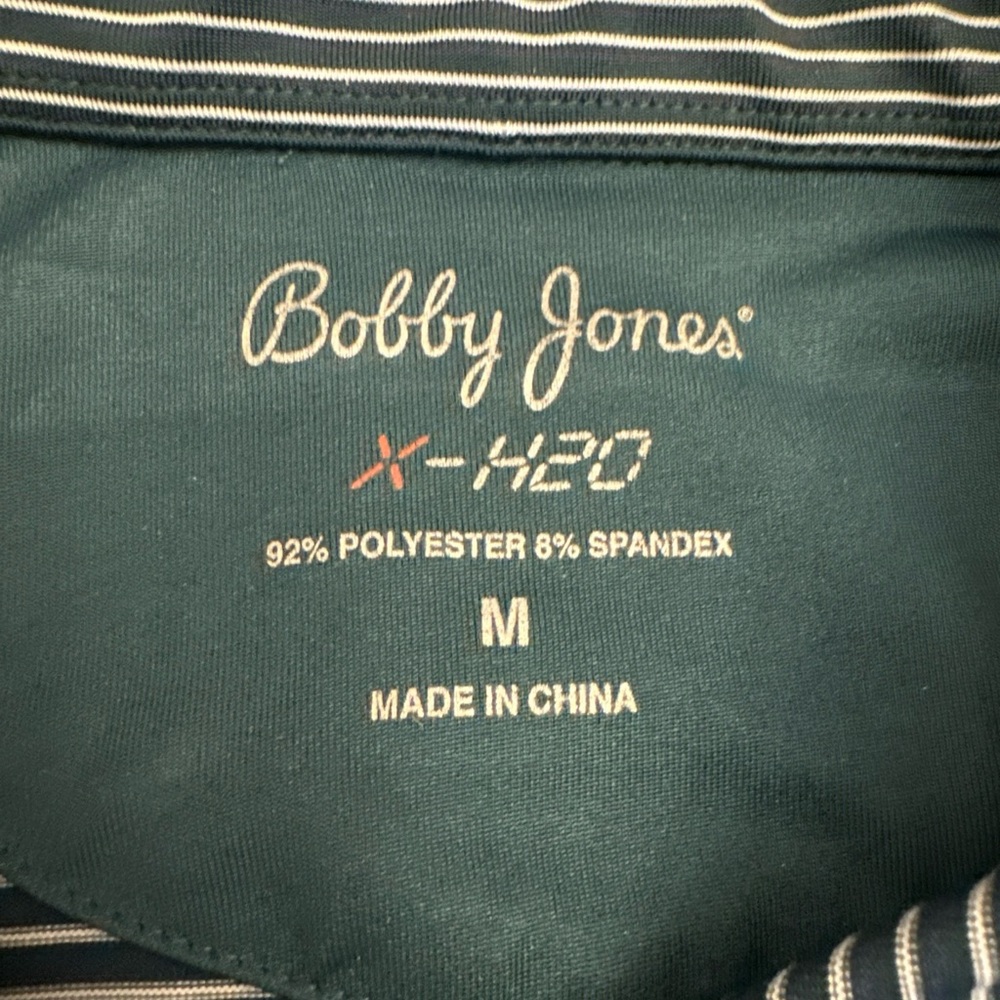 Bobby Jones x-h20 polo golf shirt logo the‎ legend green stripe golfing office - Picture 3 of 6